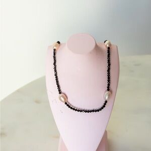 Elegant Black Spinel and Freshwater Pearl Necklace